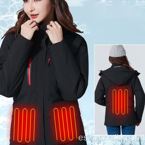 Pareja de invierno USB Cargando chaqueta de algodón de calefacción al aire libre
